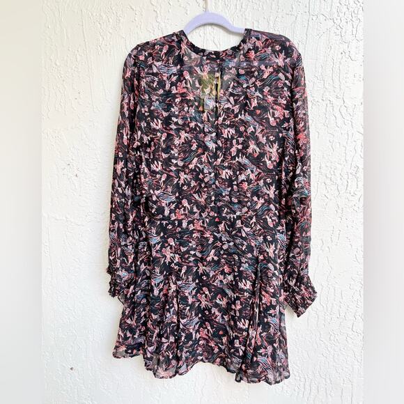 IRO Beaumont mini dress floral pattern size FR 40 / US 8 black pink - Picture 4 of 8